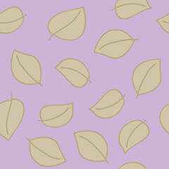 Green Leaves Scattered on a Lavender Background Creating a Seamless Repeat Pattern Design