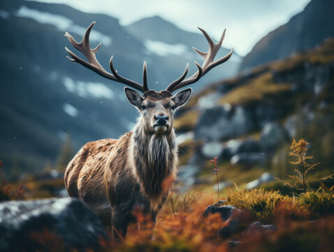 Reindeer in its Natural Habitat, Wildlife Photography, Generative AI