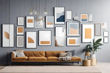 Obraz premium amazing living room with frame mockup