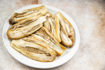 aubergine eggplant baked vegetable food healthy meal food snack on the table copy space food background rustic top view 