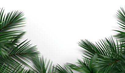 Palm leaves on white background, Minimal abstract background for product presentation - Generative AI