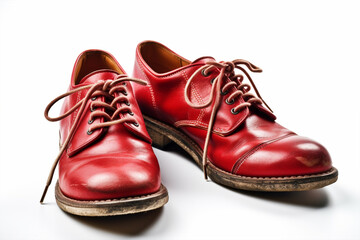 pair of red leather shoes