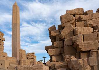 Luxor obelisk at Karnak temple complex ruins architecture, Egypt