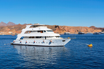 Yacht in sea port of Sharm El-Sheikh, Egypt, South Sinai