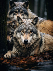 Wolf in its Natural Habitat, Wildlife Photography, Generative AI
