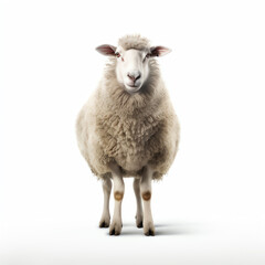 Obraz premium Sheep standing in front of white background made with Generative AI