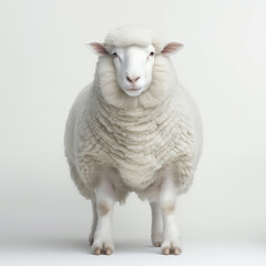 Fototapeta premium Sheep standing in front of white background made with Generative AI