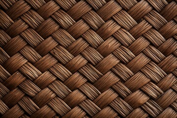 Woven Basketweave Texture of Interlaced Pattern with Dark Brown