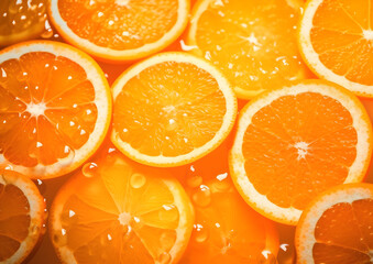 Beautiful background out of shinning oranges slices