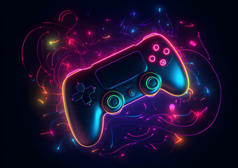 Gaming background with playful neon colours