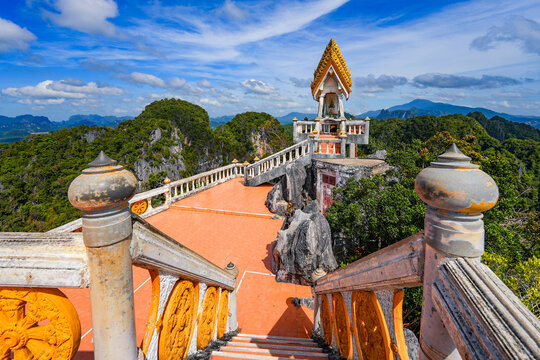 Hilltop pagoda of the Wat Tham Suea aka Tiger Cave Temple of Krabi in the south of Thailand