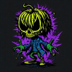 Colorful Halloween Graffiti Illustration of a Dead Body Artwork. Ai Generative