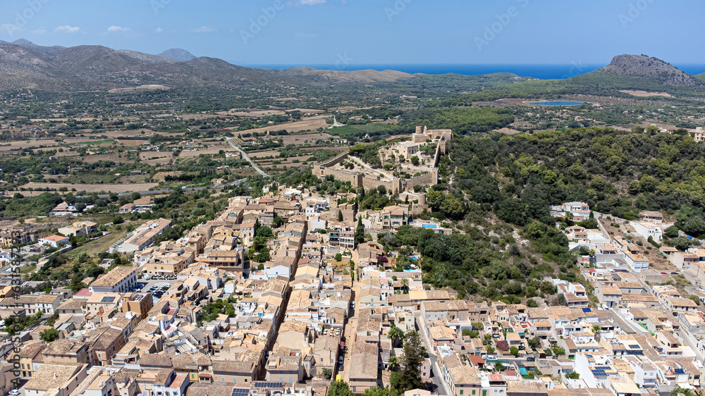 Poster castle of capdepera on the balearic island of majorca in the mediterranean sea - medieval walled for