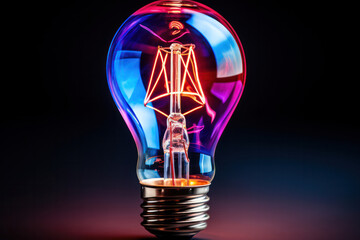 An abstract representation of a light bulb with dynamic swirls of light and color, evoking a sense of energy and creativity
