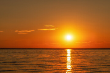 Sunset on the sea in summer