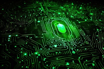 Digital fingerprint security concept, binary digits background, green