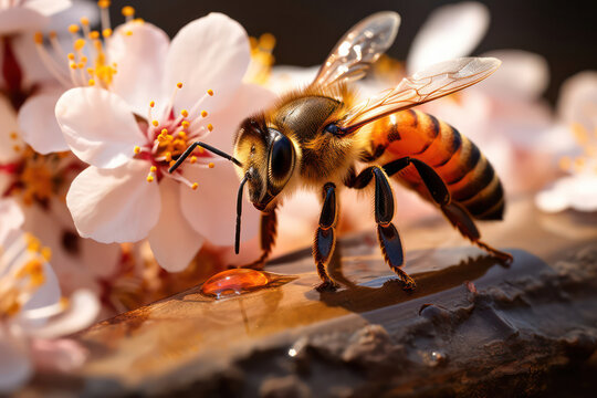 A bumblebee peacefully coexisting with a beekeeper, both tending to the blossoms and honey production, representing the symbiotic relationship between humans and these vital pollinators | ACTORS: Bumb