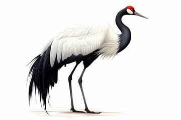 Red-crowned Crane white background
