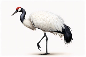 Red-crowned Crane white background