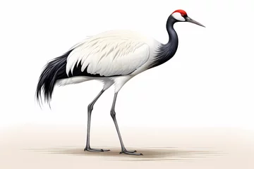 Fotobehang Red-crowned Crane white background © Asep