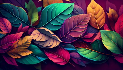 Colorful leaves in a naturalistic style. Generative in ai