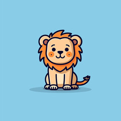 Lion. Lion hand-drawn comic illustration. Cute vector doodle style cartoon illustration.