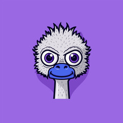 Ostrich. Ostrich hand-drawn comic illustration. Cute vector doodle style cartoon illustration.