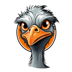Ostrich. Ostrich hand-drawn comic illustration. Cute vector doodle style cartoon illustration.