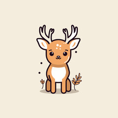 Reindeer. Reindeer hand-drawn comic illustration. Cute vector doodle style cartoon illustration.