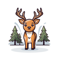 Reindeer. Reindeer hand-drawn comic illustration. Cute vector doodle style cartoon illustration.