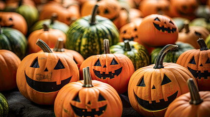 Obraz premium Halloween pumpkin on table, generative ai 