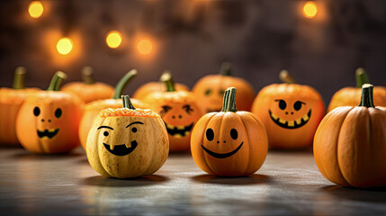 Halloween pumpkin on table, generative ai 