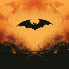 A bat Halloween background orange tone