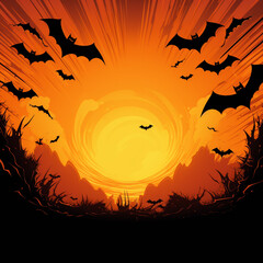 A bat Halloween background orange tone