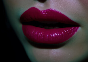 Ravishing Rose: A Captivating Image of Woman's Lips Adorned in Vibrant Pink, ai generative