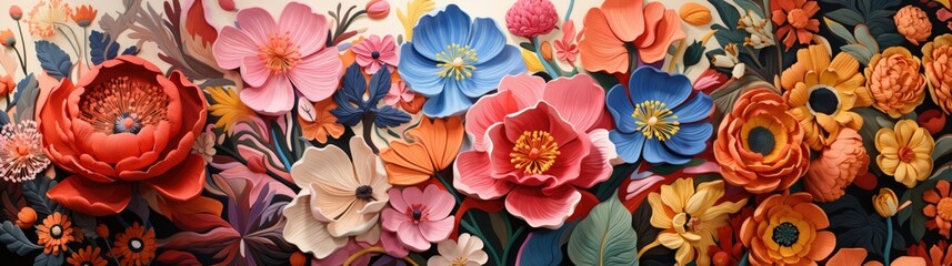Fototapeta premium Risograph-style abstract floral print