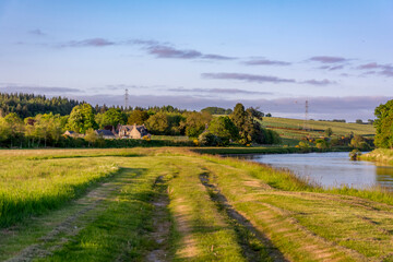 Scottish landscape with river and sky