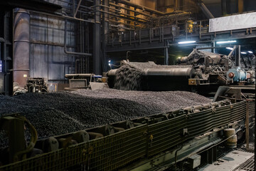 Industrial production line of Iron ore pellets in metallurgical factory