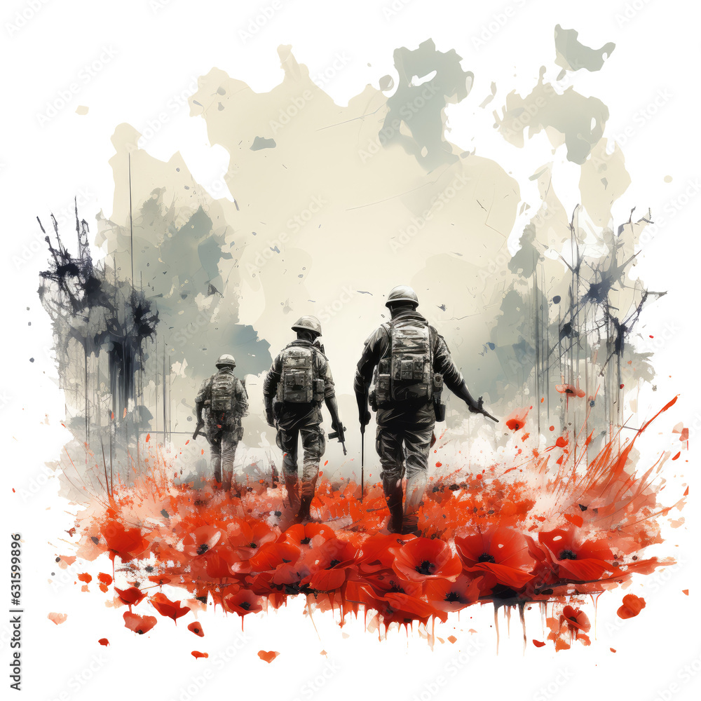 Wall mural A powerful battlefield for Remembrance day t-shirt design, Generative Ai