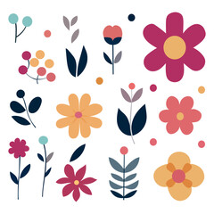set of simple flowers elements vector illustration