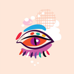 Hand drawn   esoteric eye , All-seeing eye  Magic, occult symbol sign , sacred art  Pop-art style Vector Modern mysthic graphic background illustration