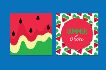 Summer social media templates with watermelon elements 