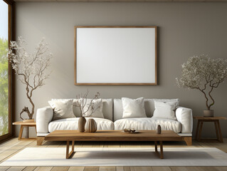 Wall Art in living room, Wall art mockup, Art wall in modern living room, dressable art wall mockup