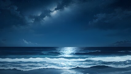 Fototapeta premium night sky and sea ,AI generation