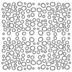 Vector abstract geometric pattern in the form of drawn black concentric doodle circles on a white background
