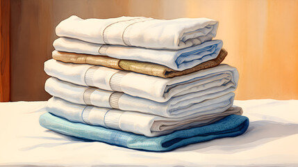 Luxurious Comfort: Immaculate Stack of Hotel-Grade Folded Towels!