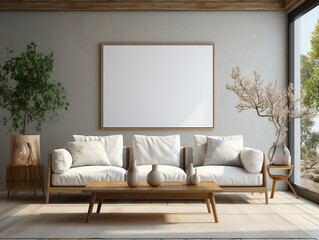 Wall Art in living room, Wall art mockup, Art wall in modern living room, dressable art wall mockup