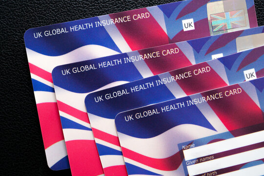UK Global Health Insurance Card GHIC. The Insurance card which let you get state healthcare in Europe at a reduced cost or for free. Stafford, United Kingdom, August 5, 2023