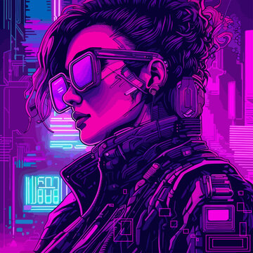 Cyberpunk vector illustration design for t-shirt ai generated 
