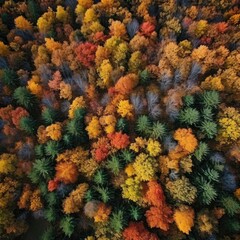 Fototapeta na wymiar Aerial view of a wood in the autumn